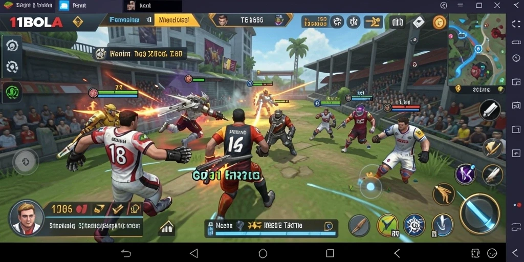 Screenshot gameplay 11BOLA menunjukkan pertempuran strategi yang mendebarkan.