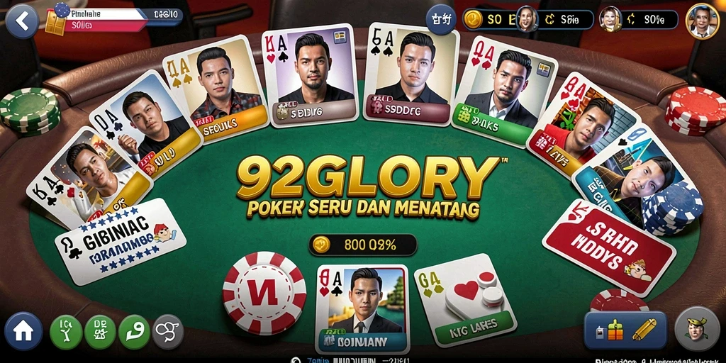 Tampilan menarik dari gameplay Poker 92GLORY yang kompetitif.