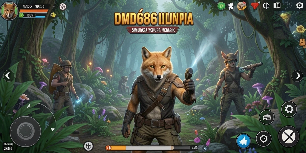 Screenshot menunjukkan karakter yang sedang berinteraksi dalam gameplay Simulation.