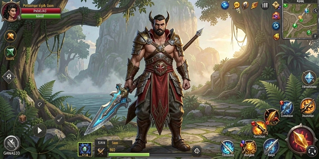 Tampilan gameplay GANAS33 yang menawan dengan pertempuran intens.