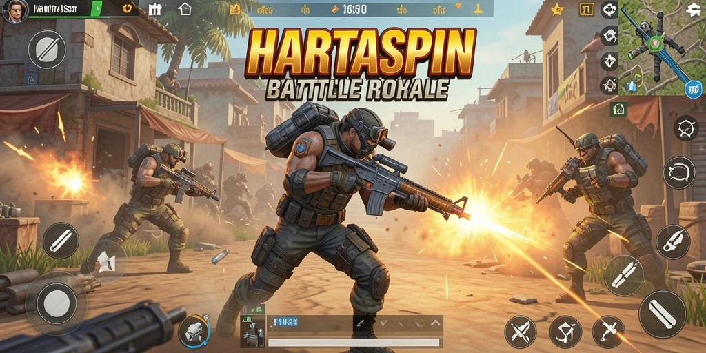 Gameplay seru HARTASPIN dalam aksi Battle Royale.
