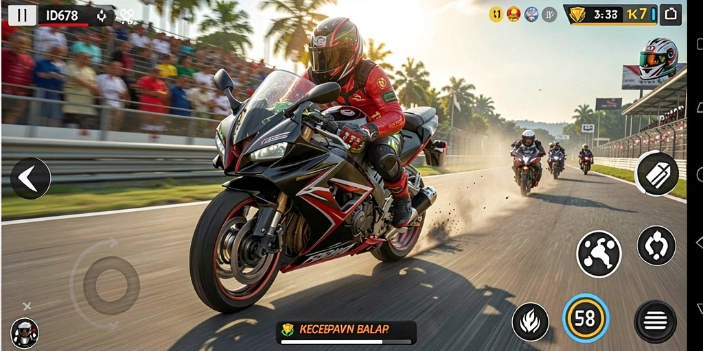Tampilan menarik dari gameplay balap motor di ID678.