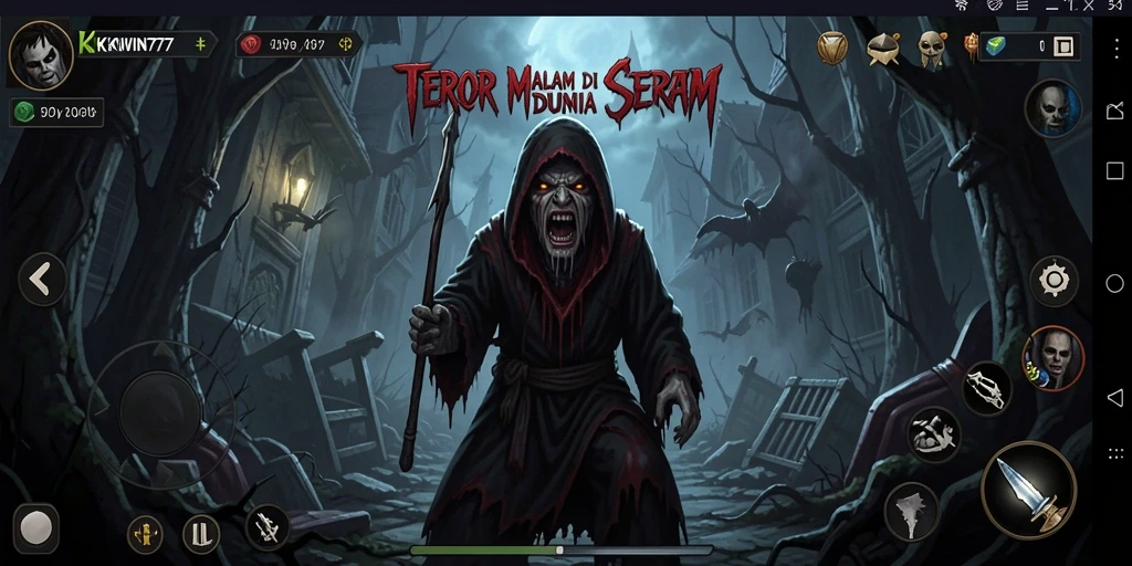 Screenshot KKWIN777 menampilkan suasana menyeramkan dan gameplay yang menegangkan.