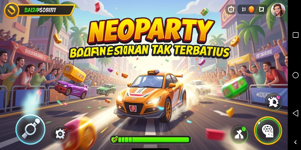 Gameplay Racing NEOPARTY yang menggembirakan dan penuh aksi.