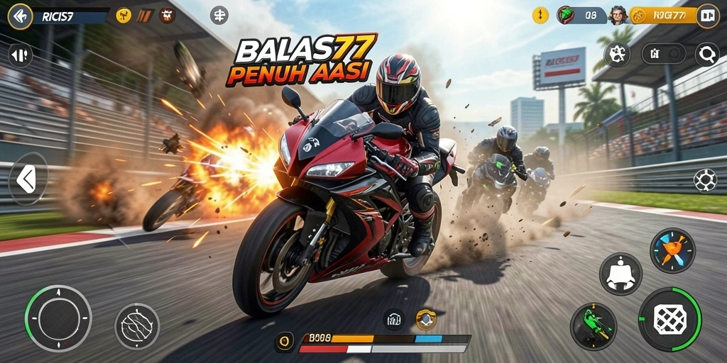 Tampilan menarik dari gameplay balap motor di RICIS77.
