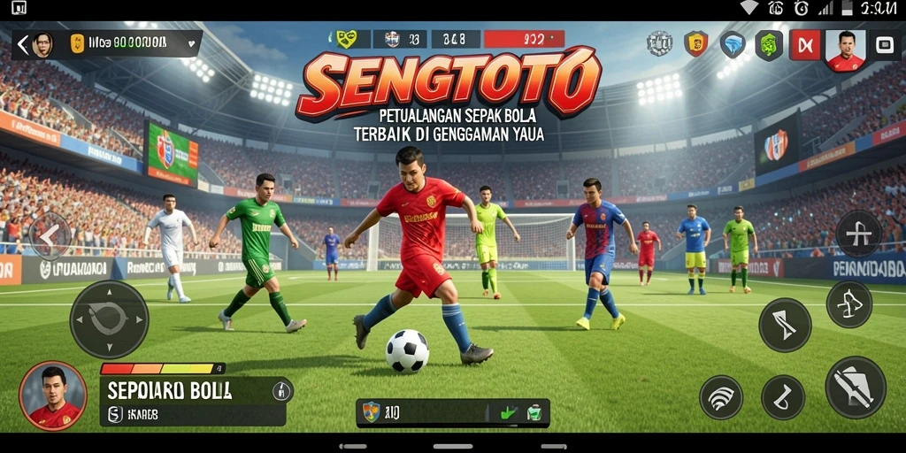 Screenshot gameplay SENGTOTO yang menampilkan serunya pertandingan sepak bola.