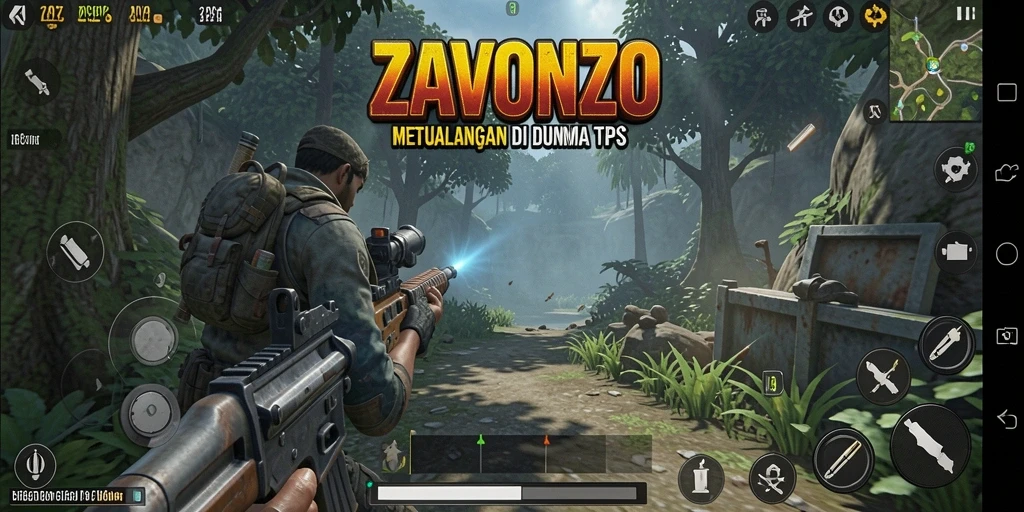 Tangkapan layar menunjukkan aksi seru dalam gameplay TPS ZAVONZO.